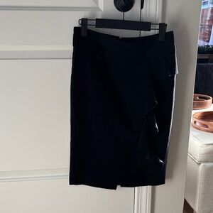 Windsor Black Pencil Skirt with Ruffle Detail